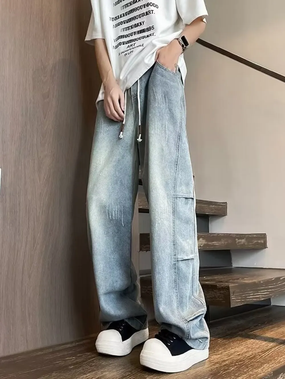Men's Plus Size Wide Leg Jeans, image 7