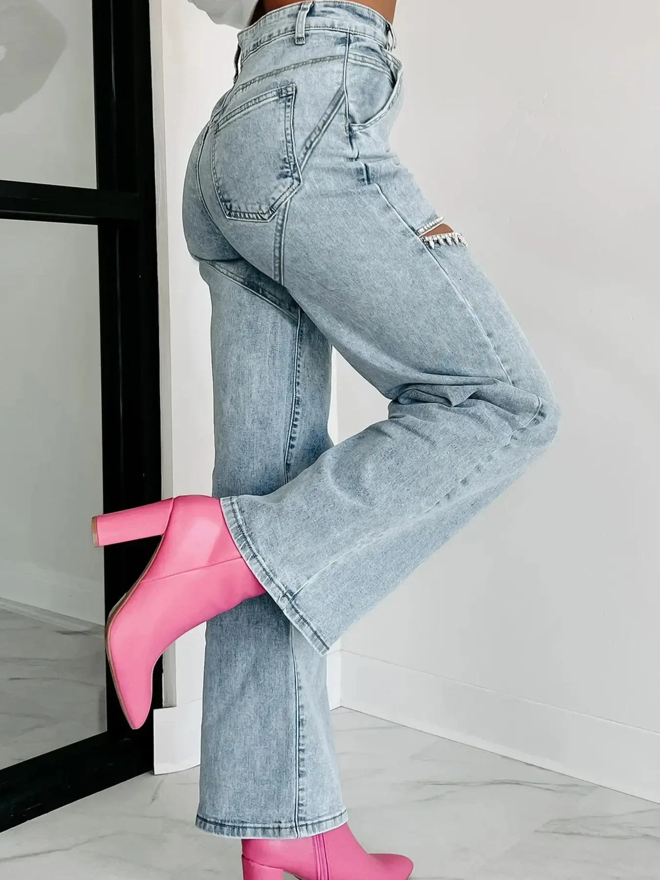 High Waist Cut-Out Wide Leg Jeans, image 6