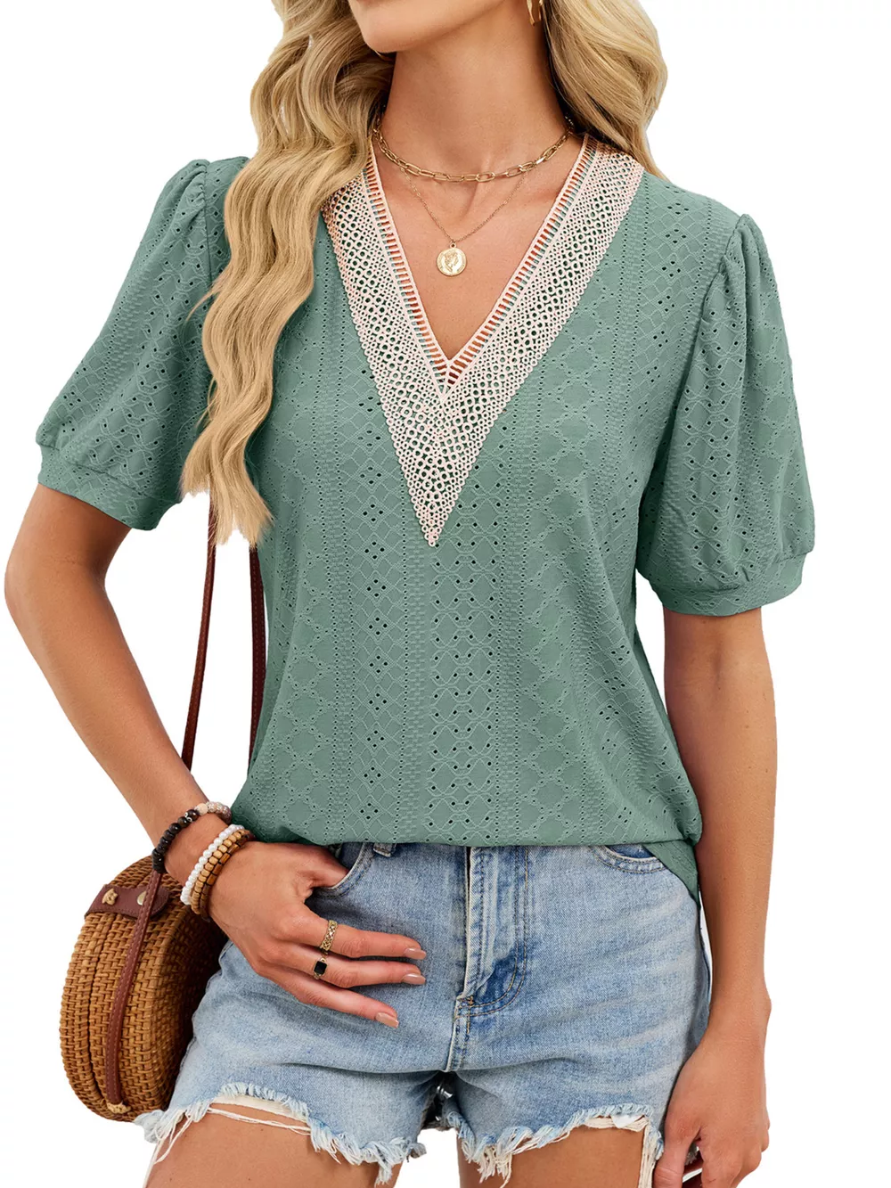 V-Neck Short Sleeve T-Shirt, image 2