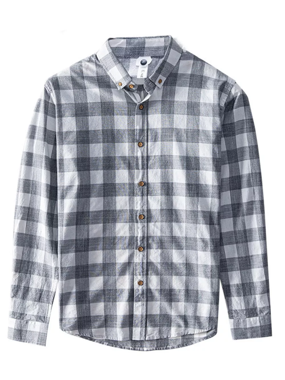 Men's Plus Size Plaid Button-Down Long Sleeve Shirt