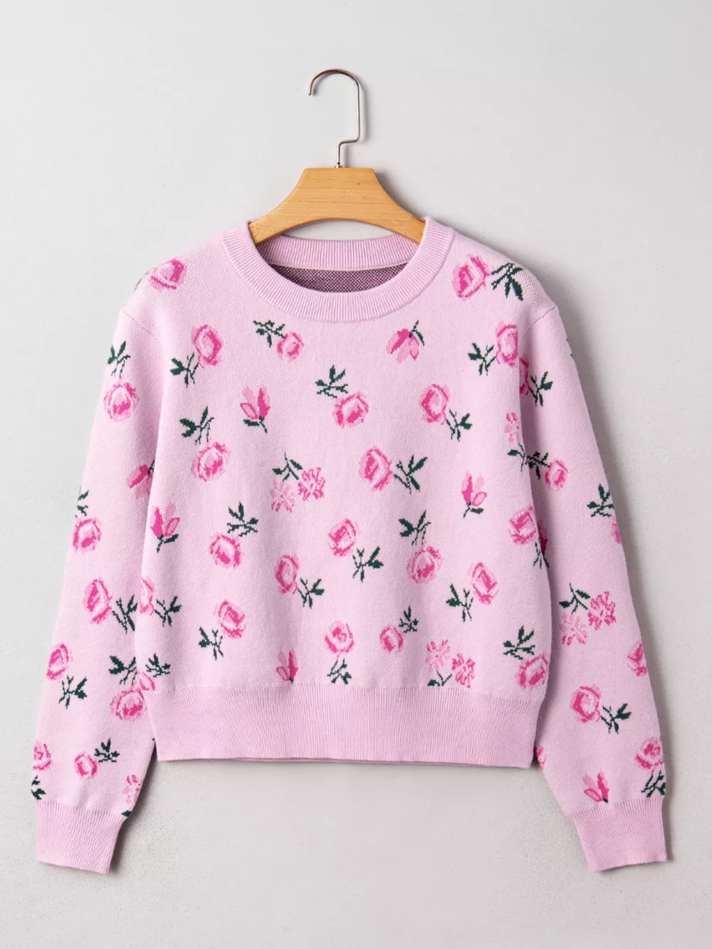 Floral Drop Shoulder Cropped Sweater, image 3