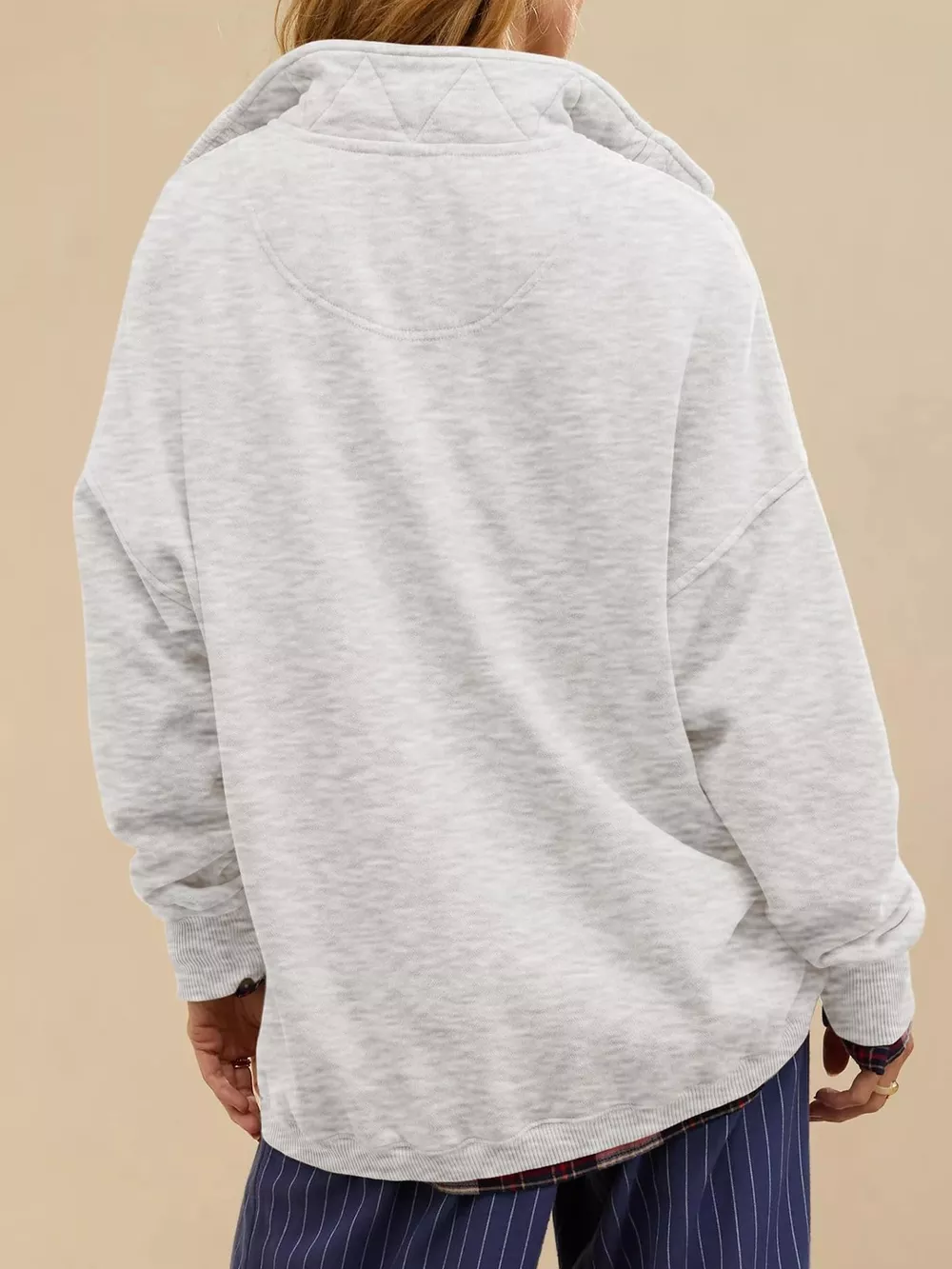 Half Snap Dropped Shoulder Sweatshirt, image 4