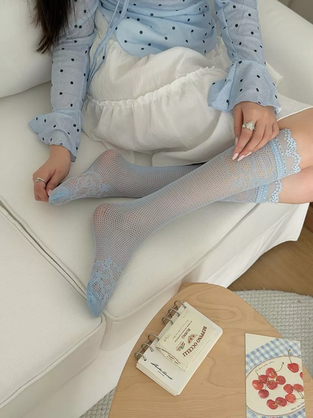 Lace Fishnet Knee-High Socks, image 8