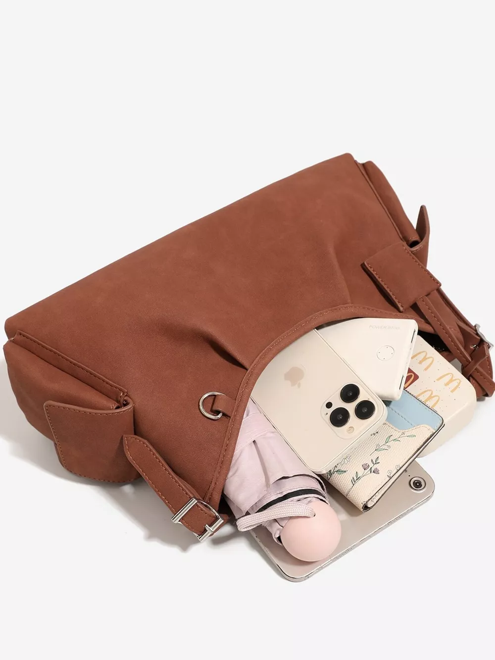 Suede Ruched Shoulder Bag, image 5