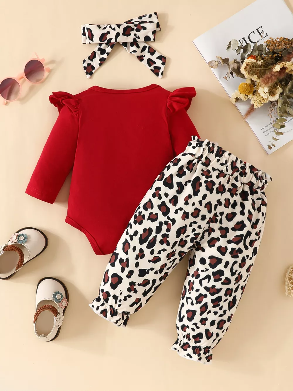 Children's Bunny Long Sleeve Bodysuit and Pants Set with Headscarf, image 4