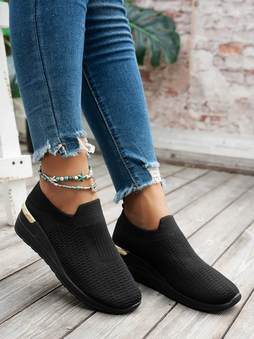 Round Toe Wedge Sneakers, image 5