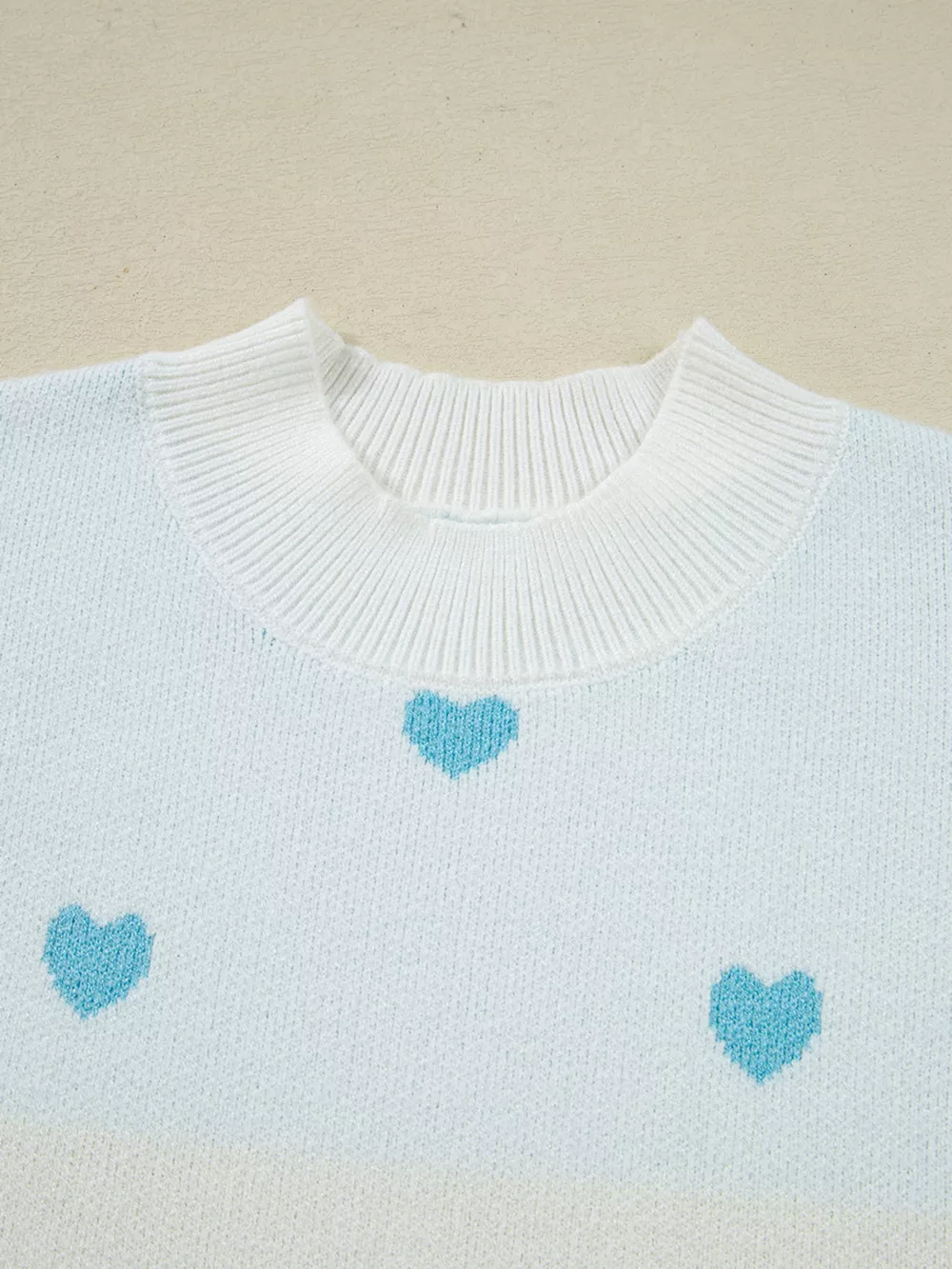 Multicolour Heart Pattern Dropped Shoulder Sweater, image 4