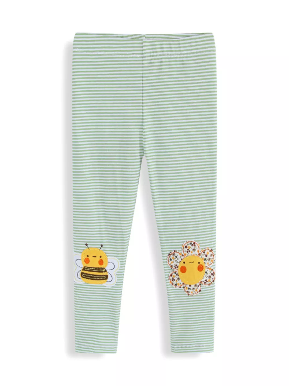 Children's Striped Bee Flower Appliqued Leggings, image 2