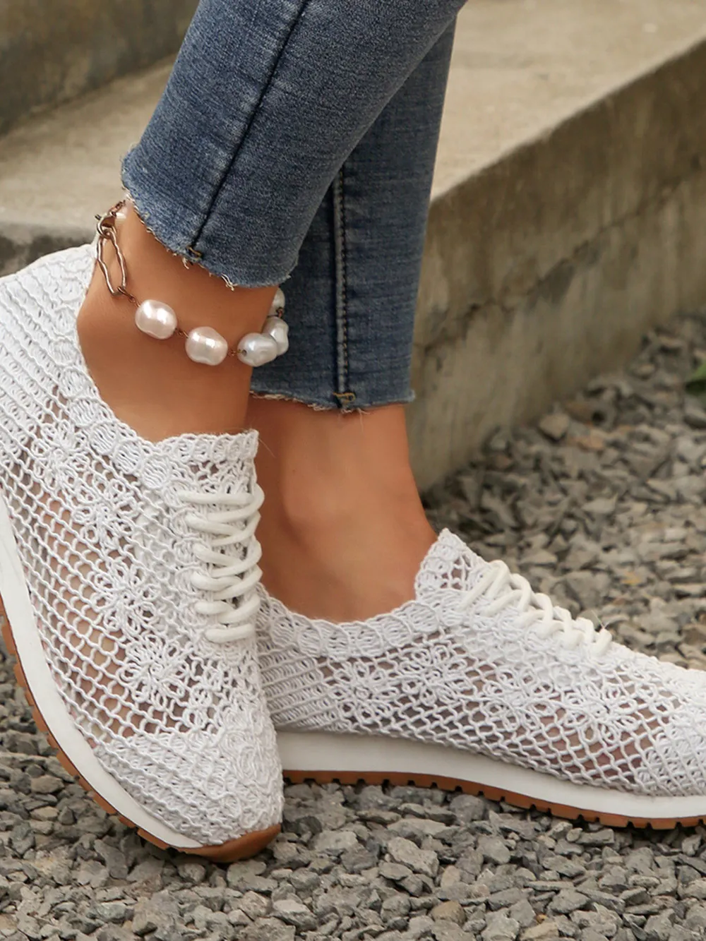 Breathable Mesh Lace-Up Sneakers, image 4