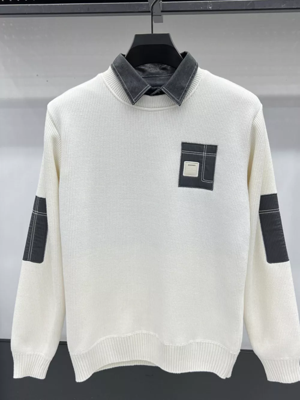 Men's Plus Size Ribbed Hem Long Sleeve Sweater, image 3