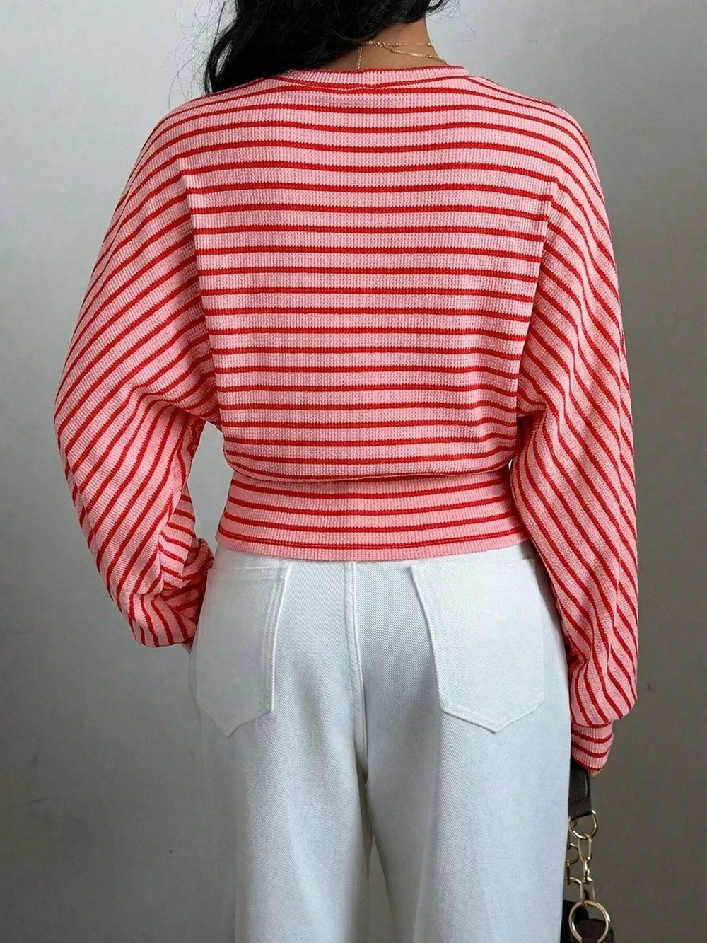 Casual Striped Batwing Sleeve T-Shirt, image 20