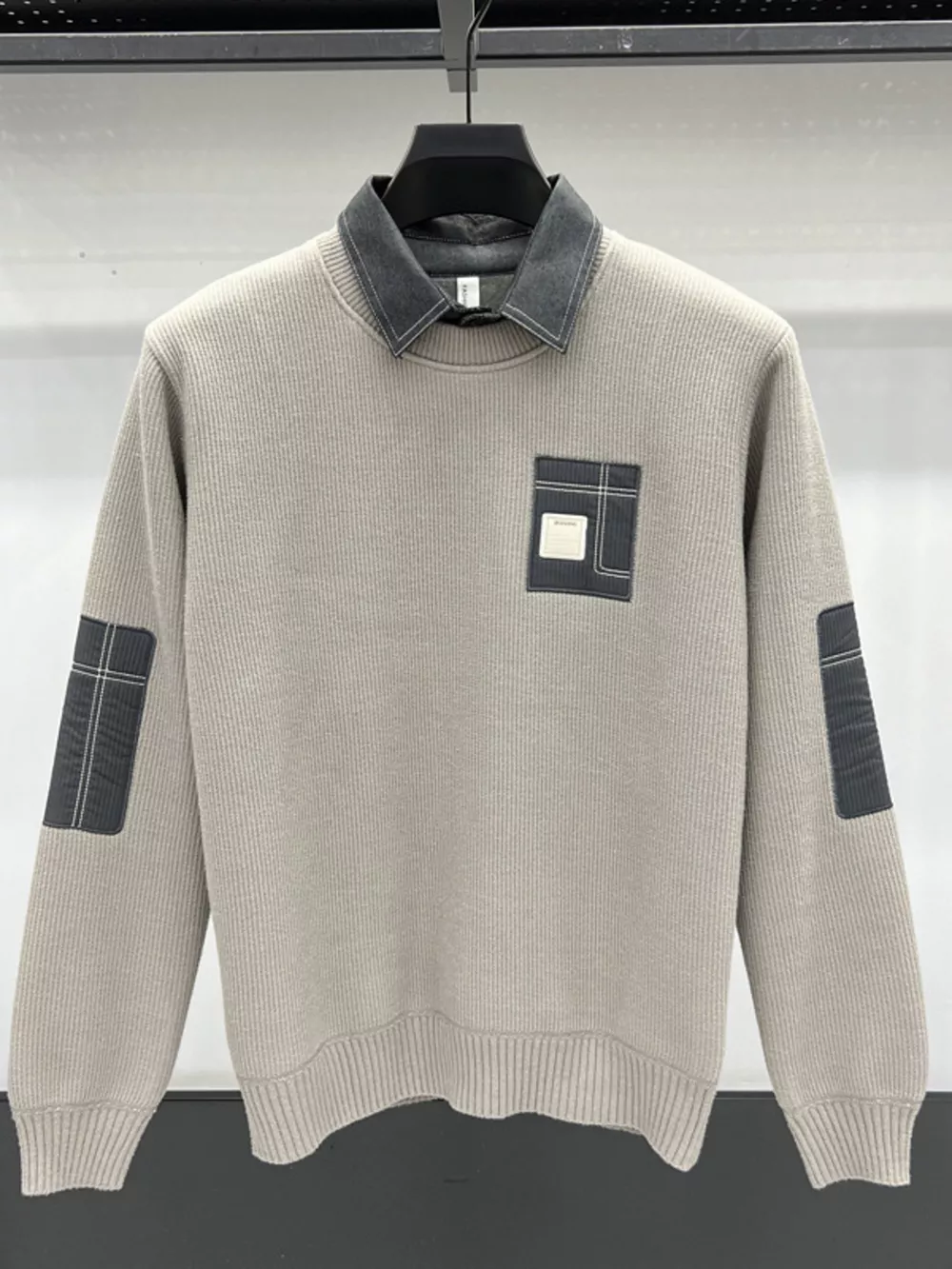 Men's Plus Size Ribbed Hem Long Sleeve Sweater, image 4