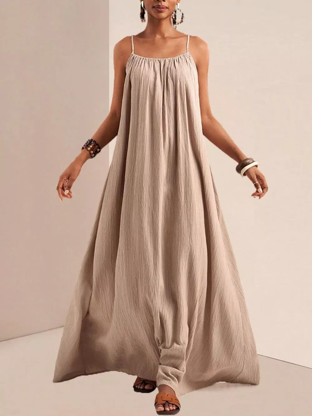 Spaghetti Strap Flowy Maxi Dress, image 5