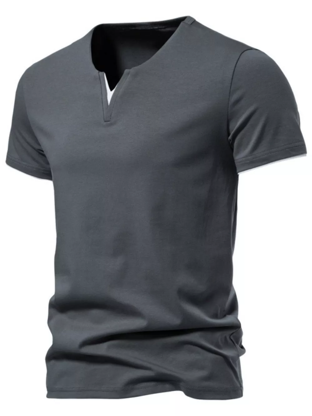 Men's Plus Size Slim Fit Notched Casual T-Shirt, image 7