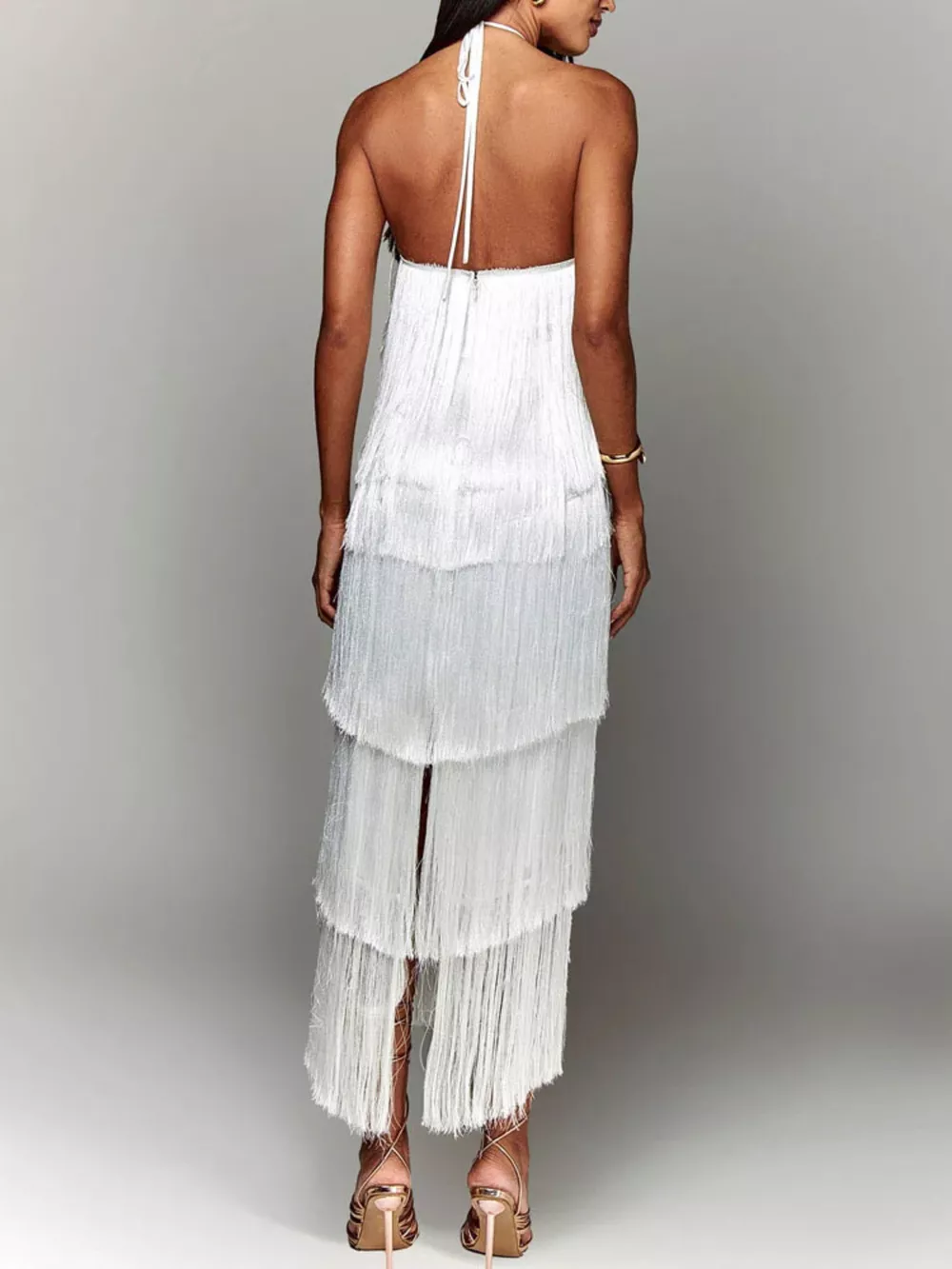 Fringe Halter Neck Maxi Dress, image 9