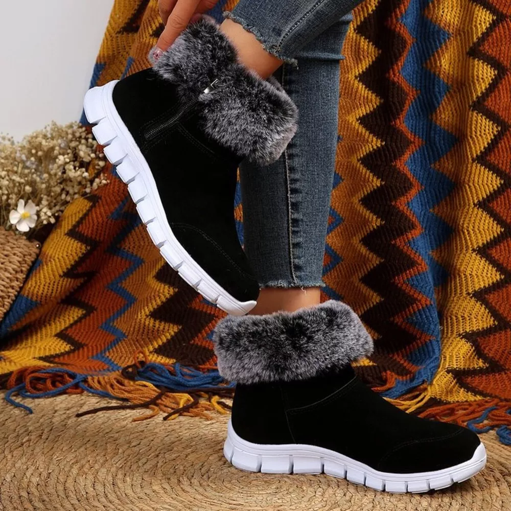Side Zip Faux Fur Boots, image 3