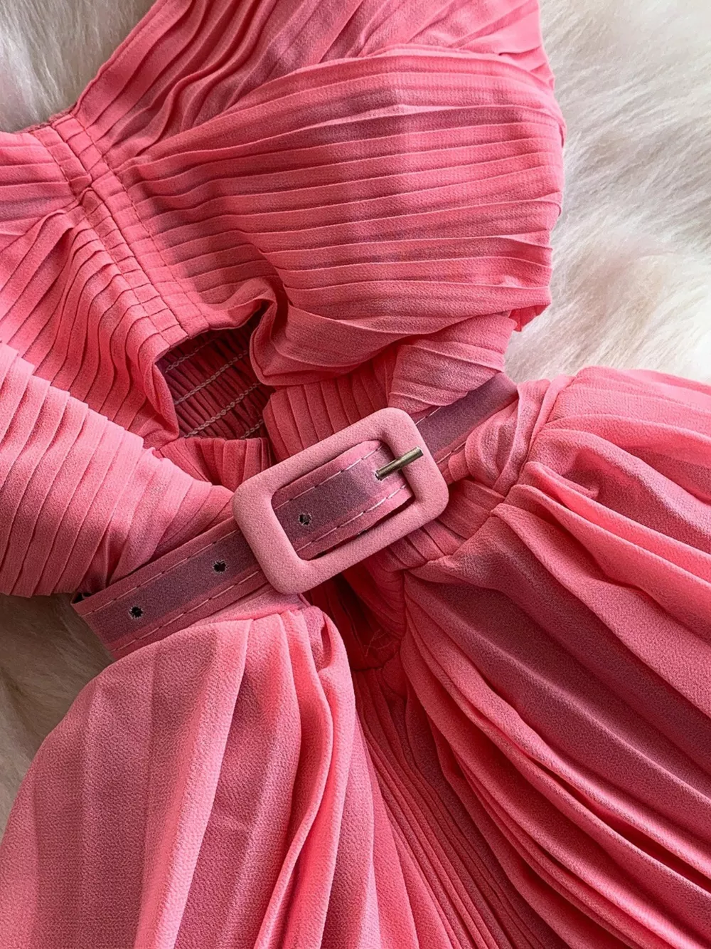 Pleated Layered Spaghetti Strap Midi Dress, image 8