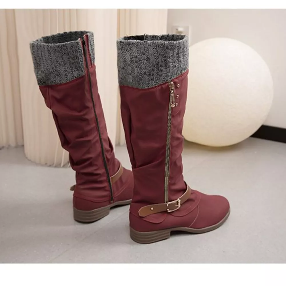 Knee High Slouch Boots with Knit Cuff, image 9