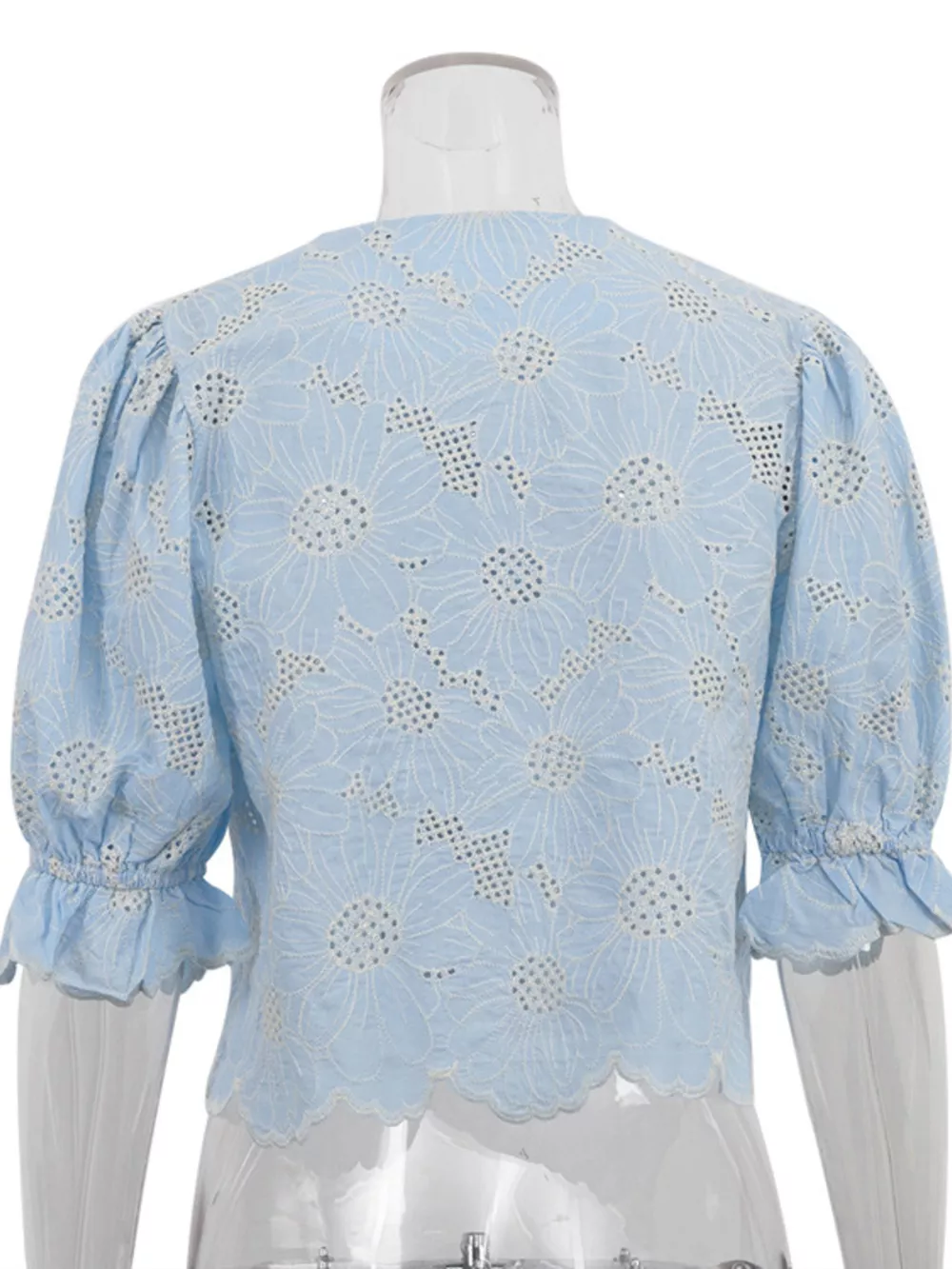 Embroidered Flounce Sleeve Blouse, image 7