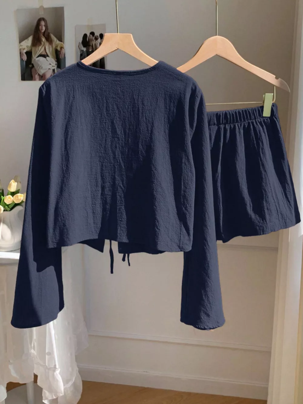 Embroidered Tie-Front Top & Shorts Set, image 19