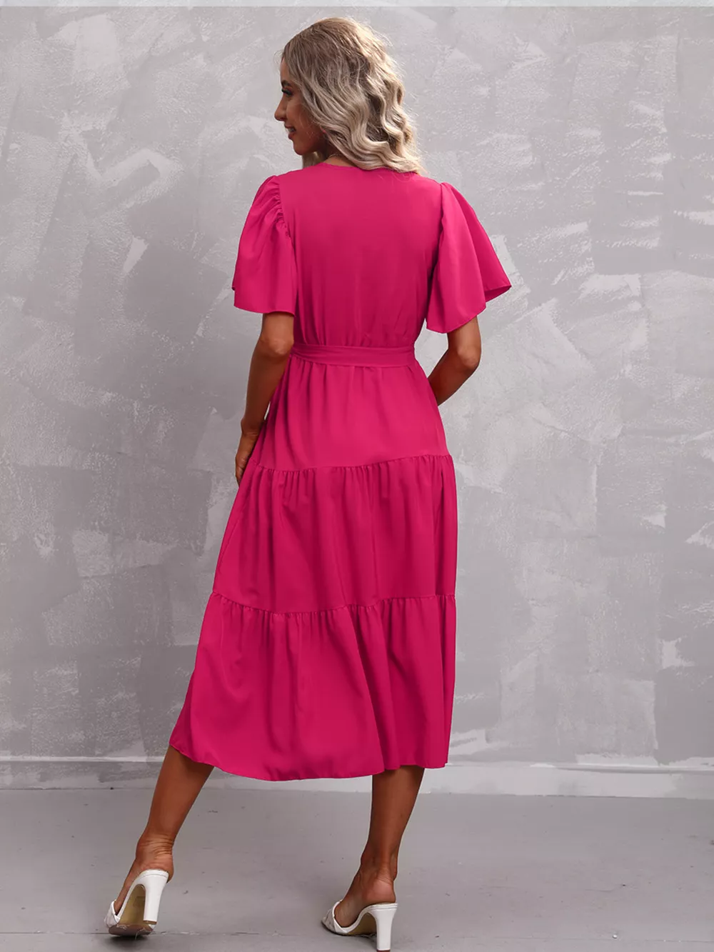 Flutter Sleeve Tiered Midi Dress, image 11