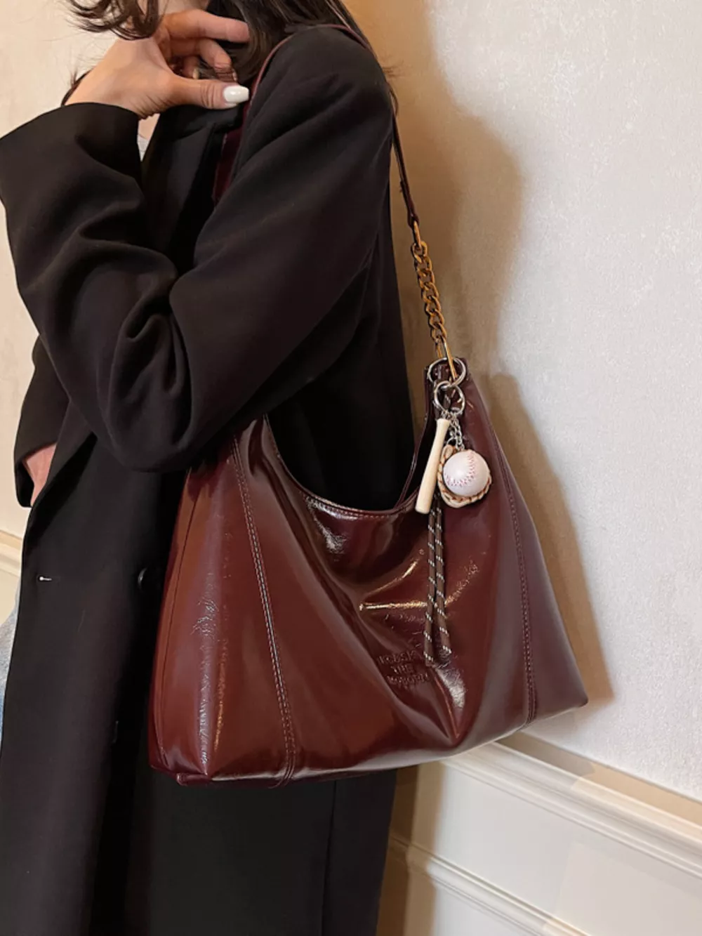 Leather Chain Shoulder Bag, image 6