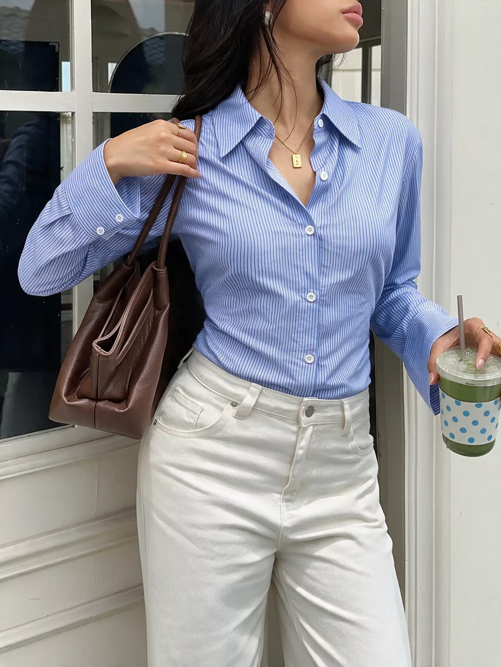 Striped Slim-Fit Button-Down Shirt, image 5