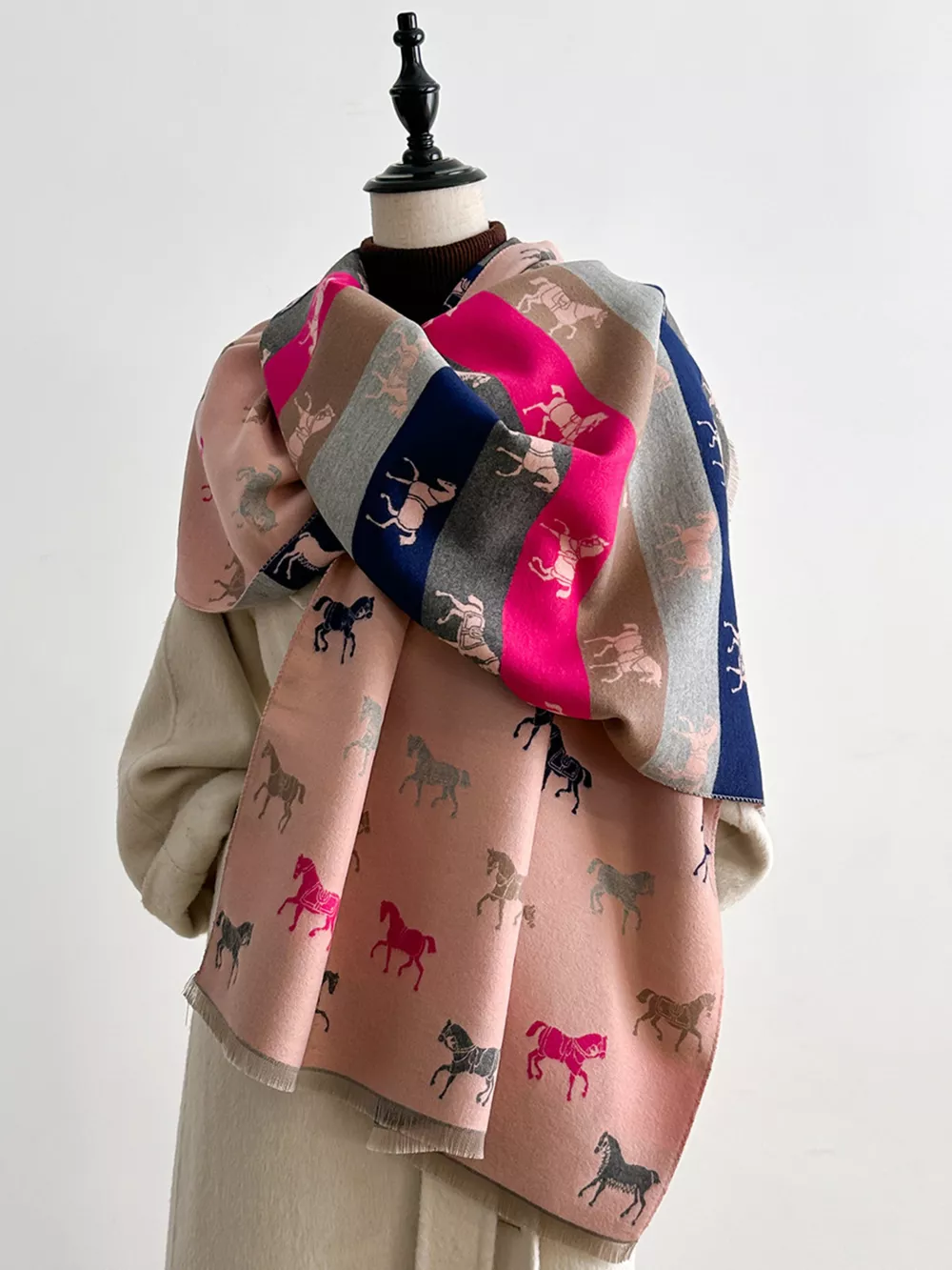 Horse Print Raw Hem Scarf, image 2