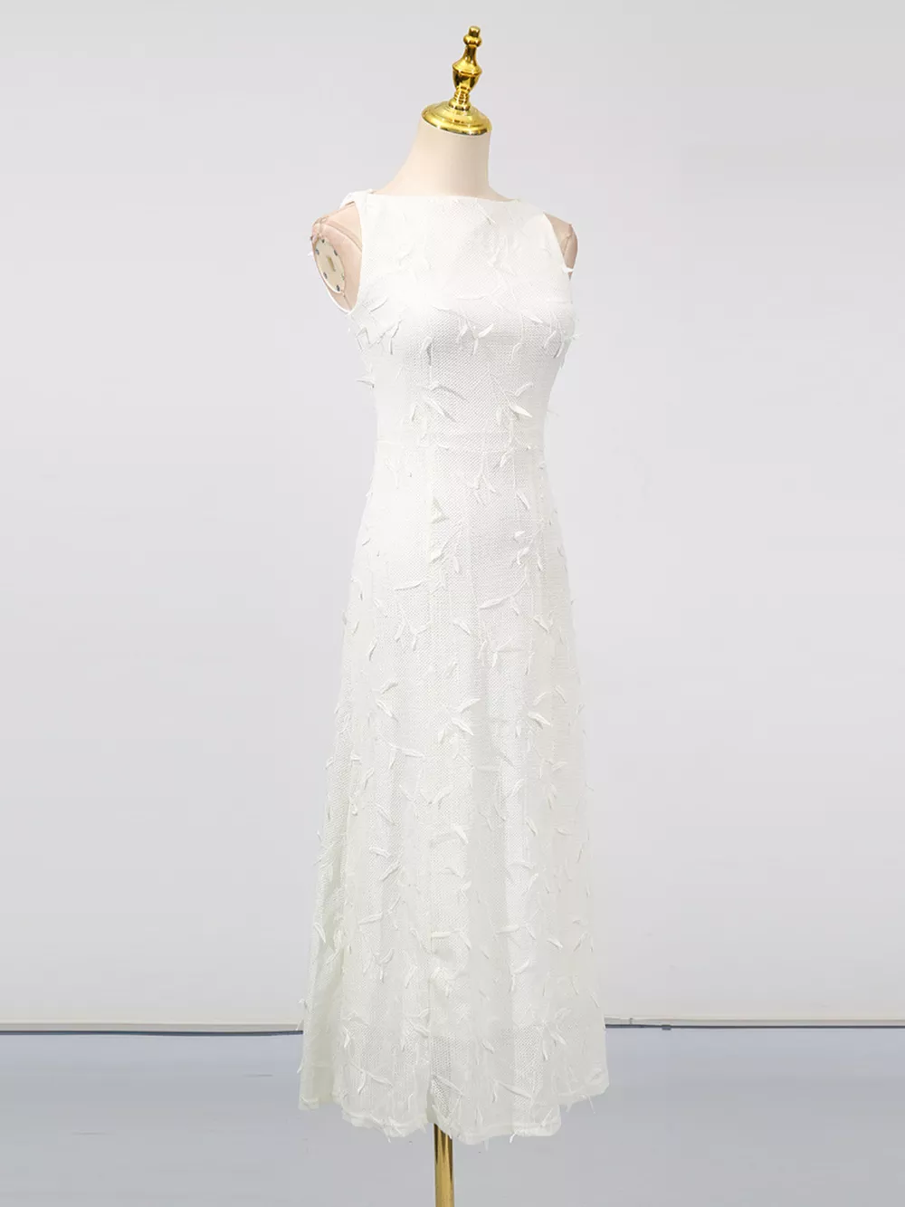 Sleeveless Floral Applique Midi Dress, image 6