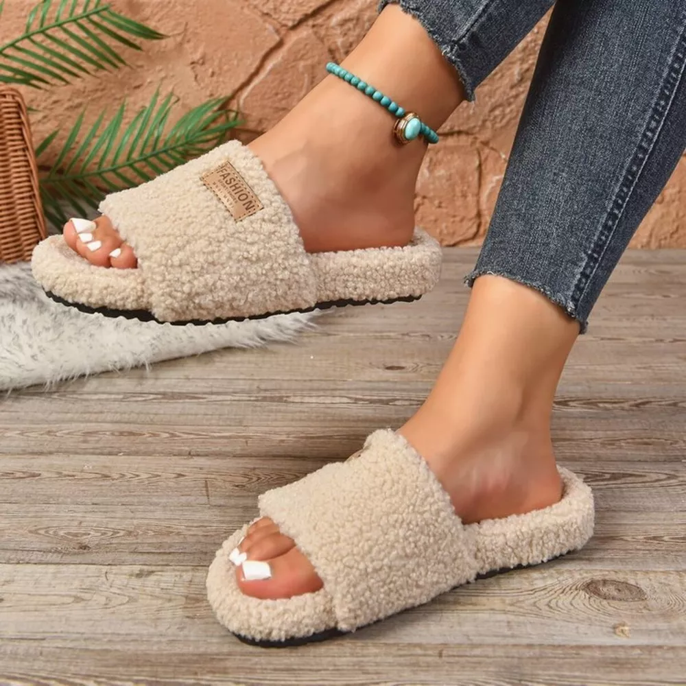 Fuzzy Open Toe Slippers, image 3