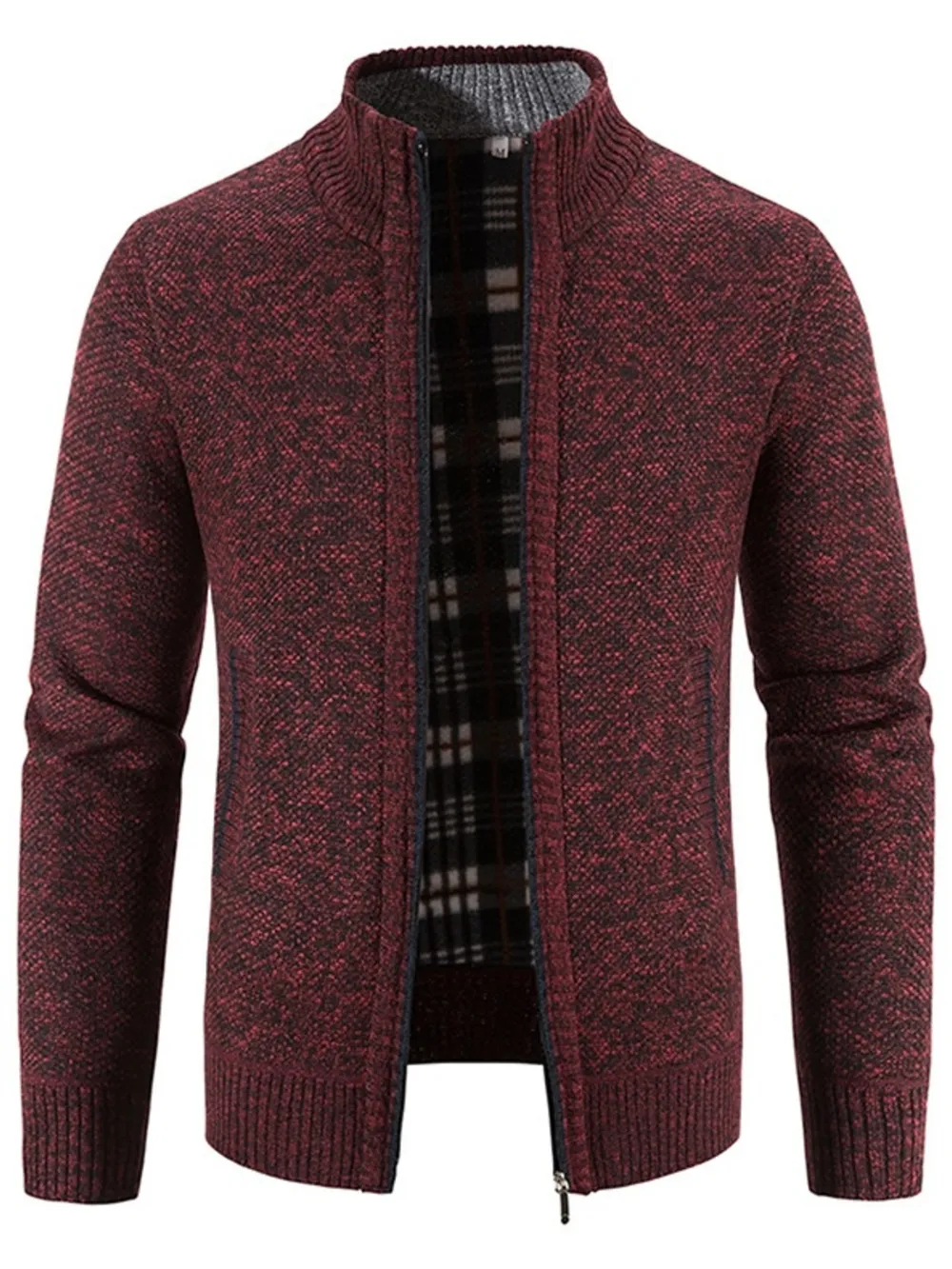 Men's Plus Size Zip-Up Sweater Cardigan with Stand Collar, image 11