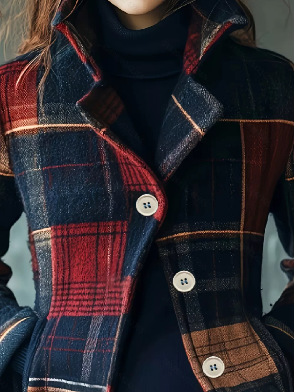 Full Size Vintage Plaid Button Up Outerwear Plus Size, image 2