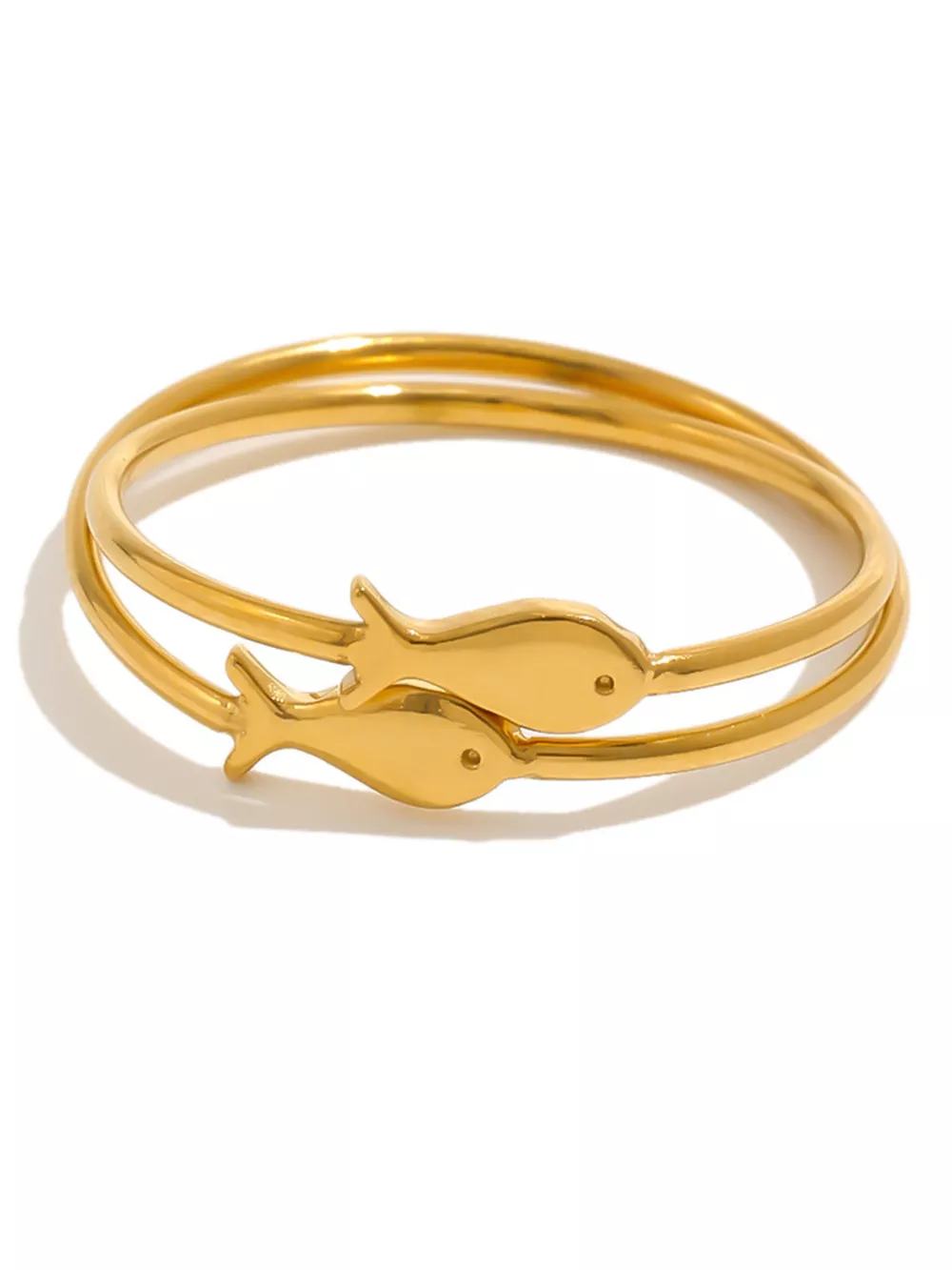18K Gold-Plated Stainless Steel Fish Ring, image 10