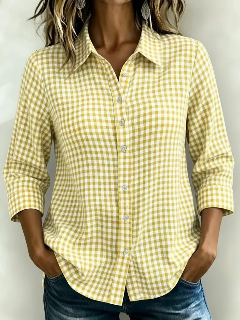 Full Size Plaid Collared Neck Button Up Shirt Plus Size, image 10