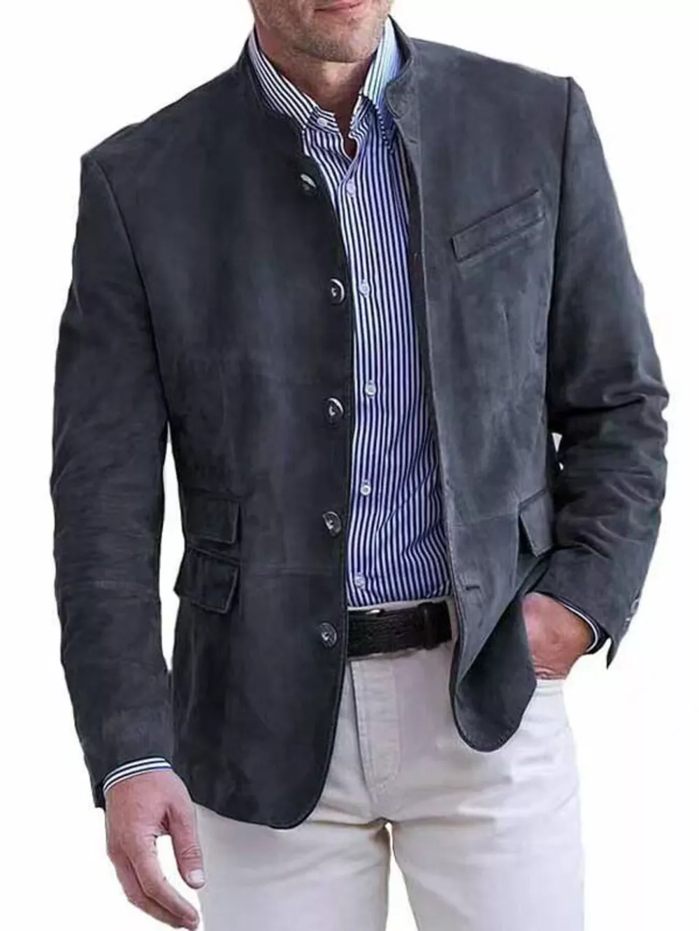 Men's Full Size Button Up Long Sleeve Blazer Plus Size, image 2