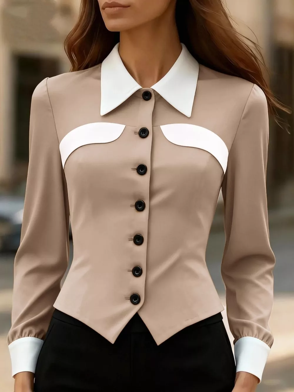 Contrast Button-Down Shirt, image 2