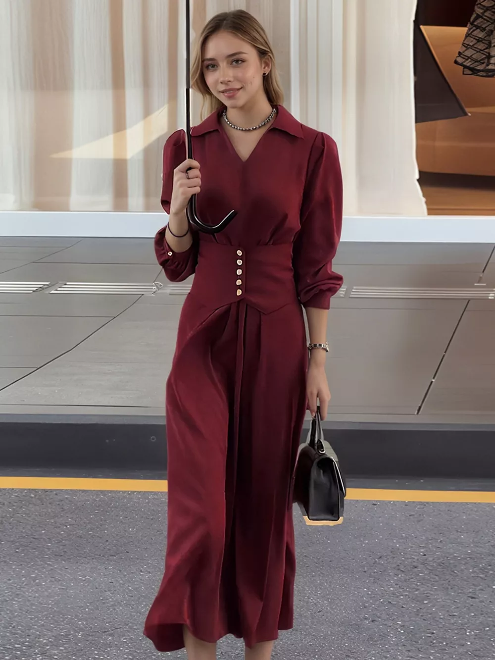 Johnny Collar Long Sleeve Dress, image 5
