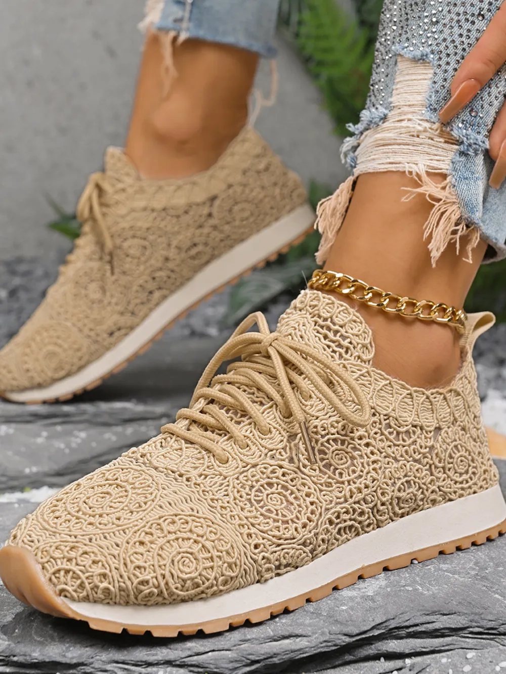 Mesh Lace Up Sneakers, image 4