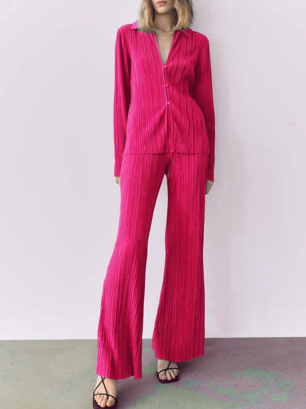 Texture Long Sleeve Top and Pants Lounge Set, image 8