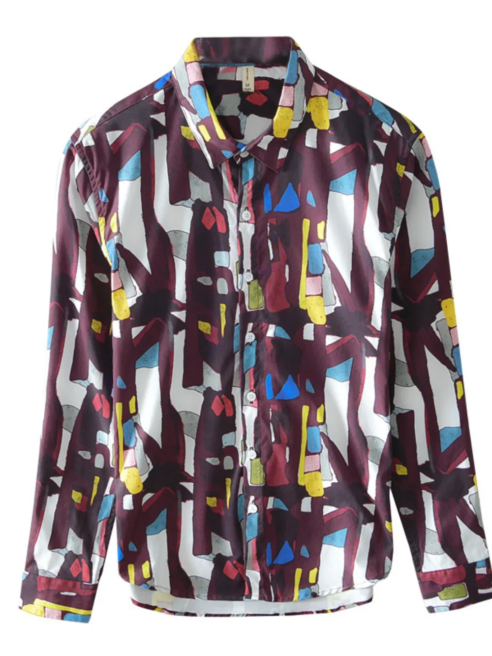 Men's Plus Size Printed Button Up Long Sleeve Shirt, image 2