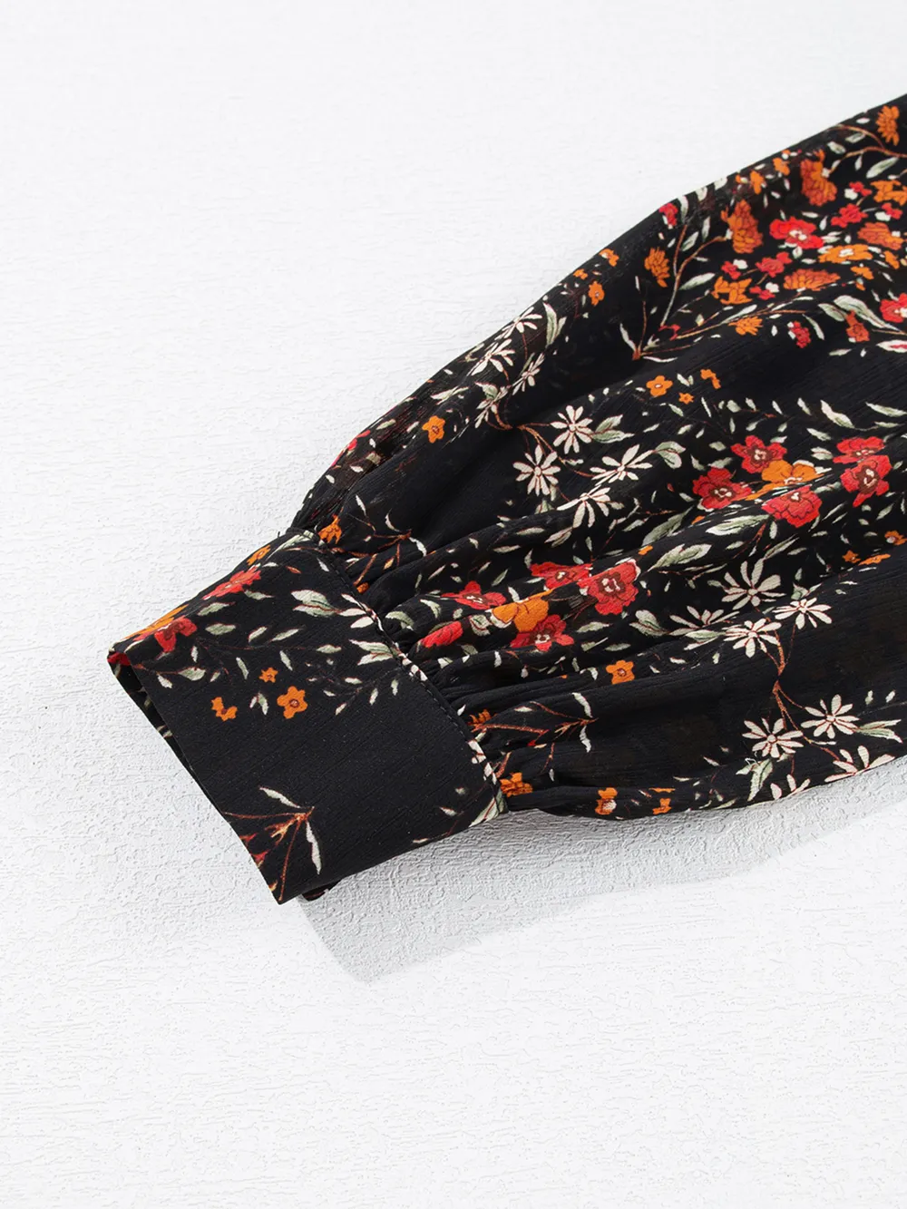 Floral Print Lantern Sleeve Loose Shirt, image 12