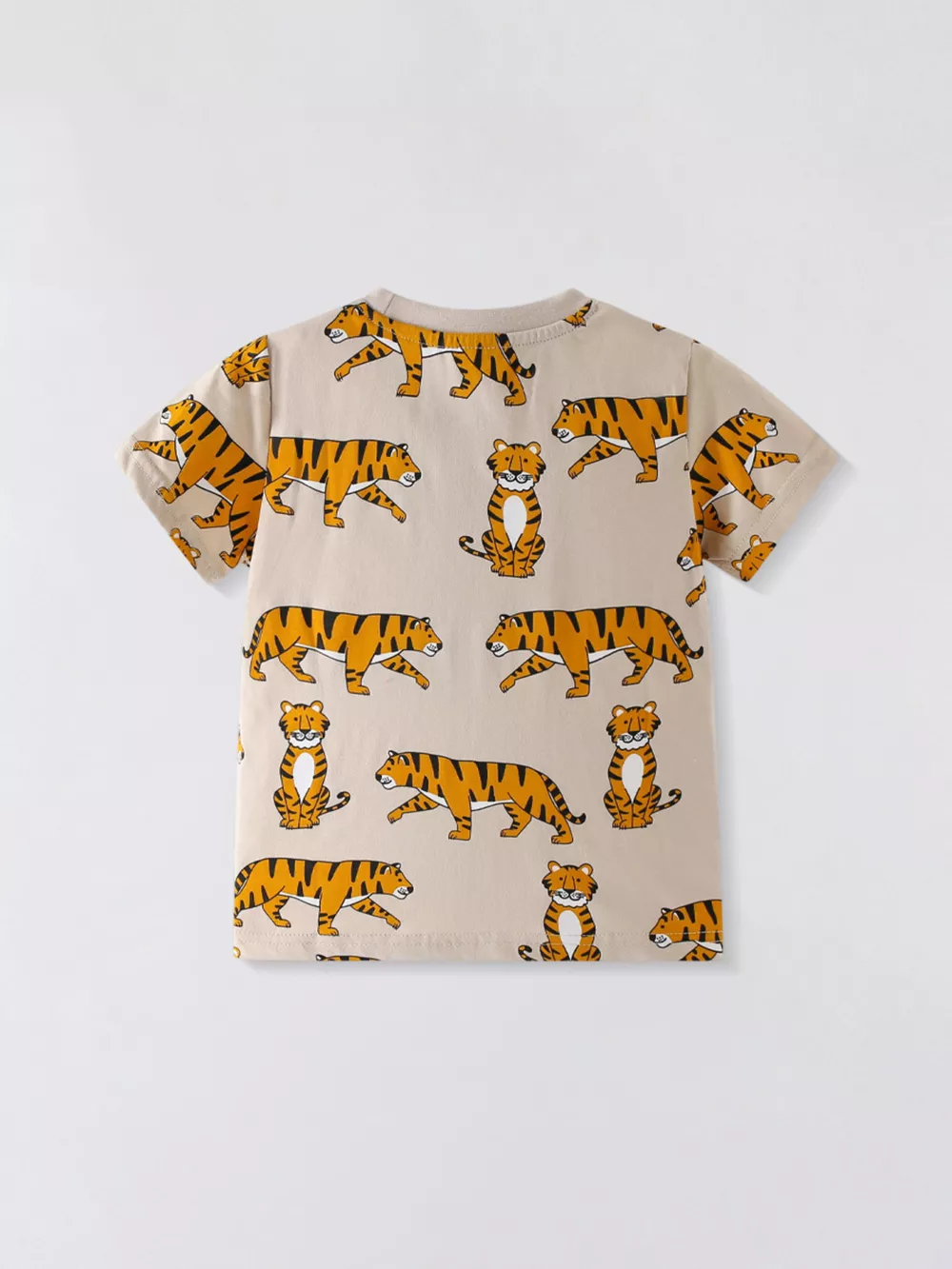 Children's Tiger Print Crew Neck Short Sleeve T-Shirt, image 4