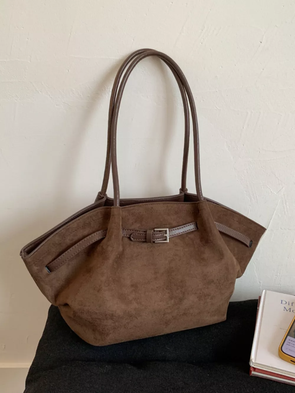 Solid Color Buckle Tote Bag, image 5