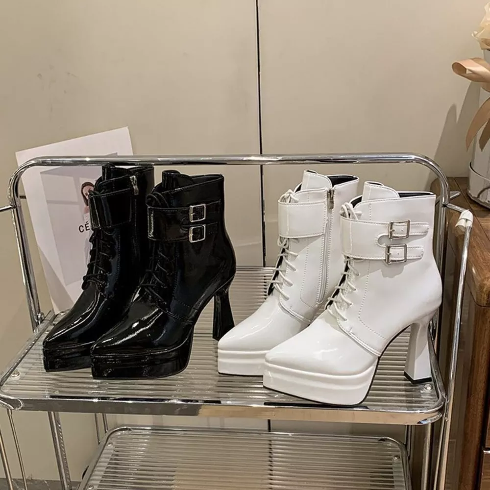 Lace Up Block Heels Boots, image 3