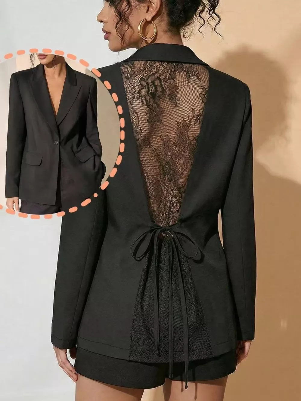 Lace-Back One Button Blazer, image 4