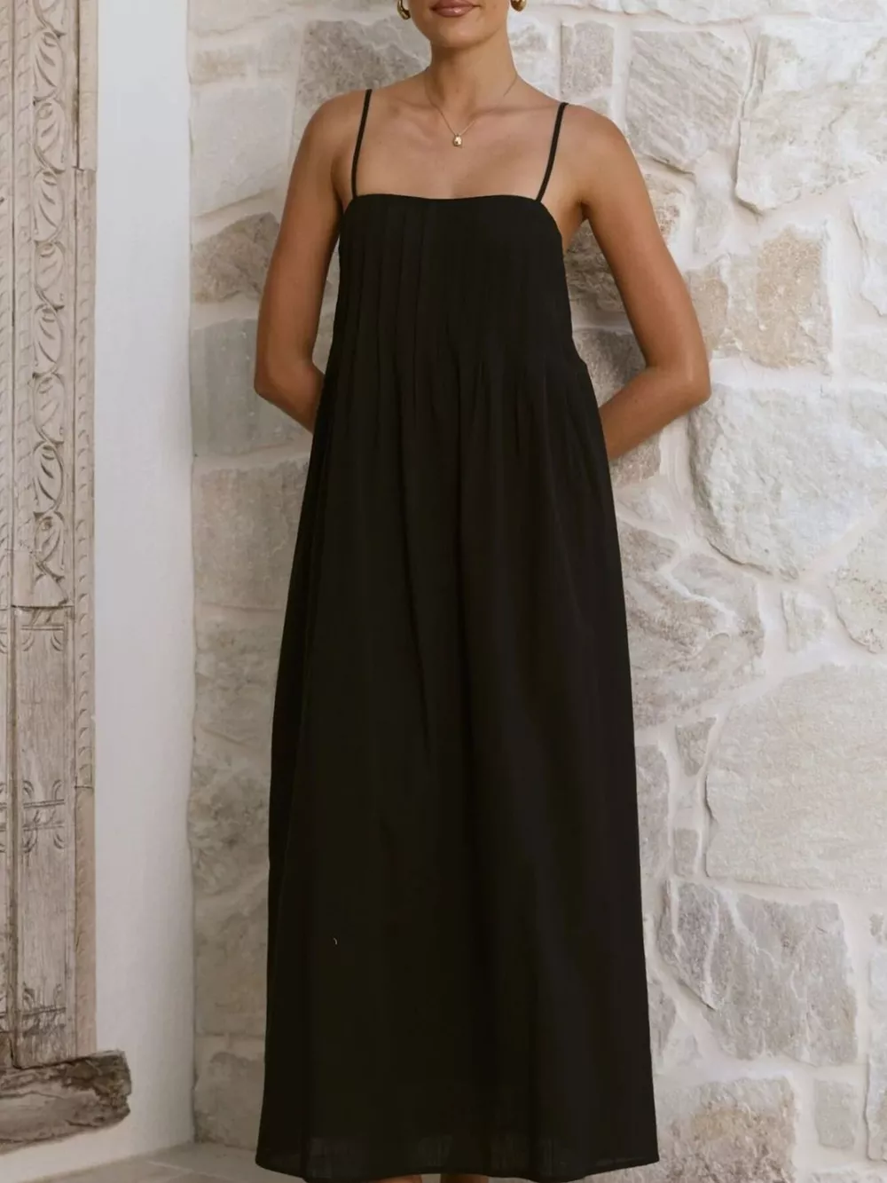 Pleated Bodice Midi Cami Dress, image 6