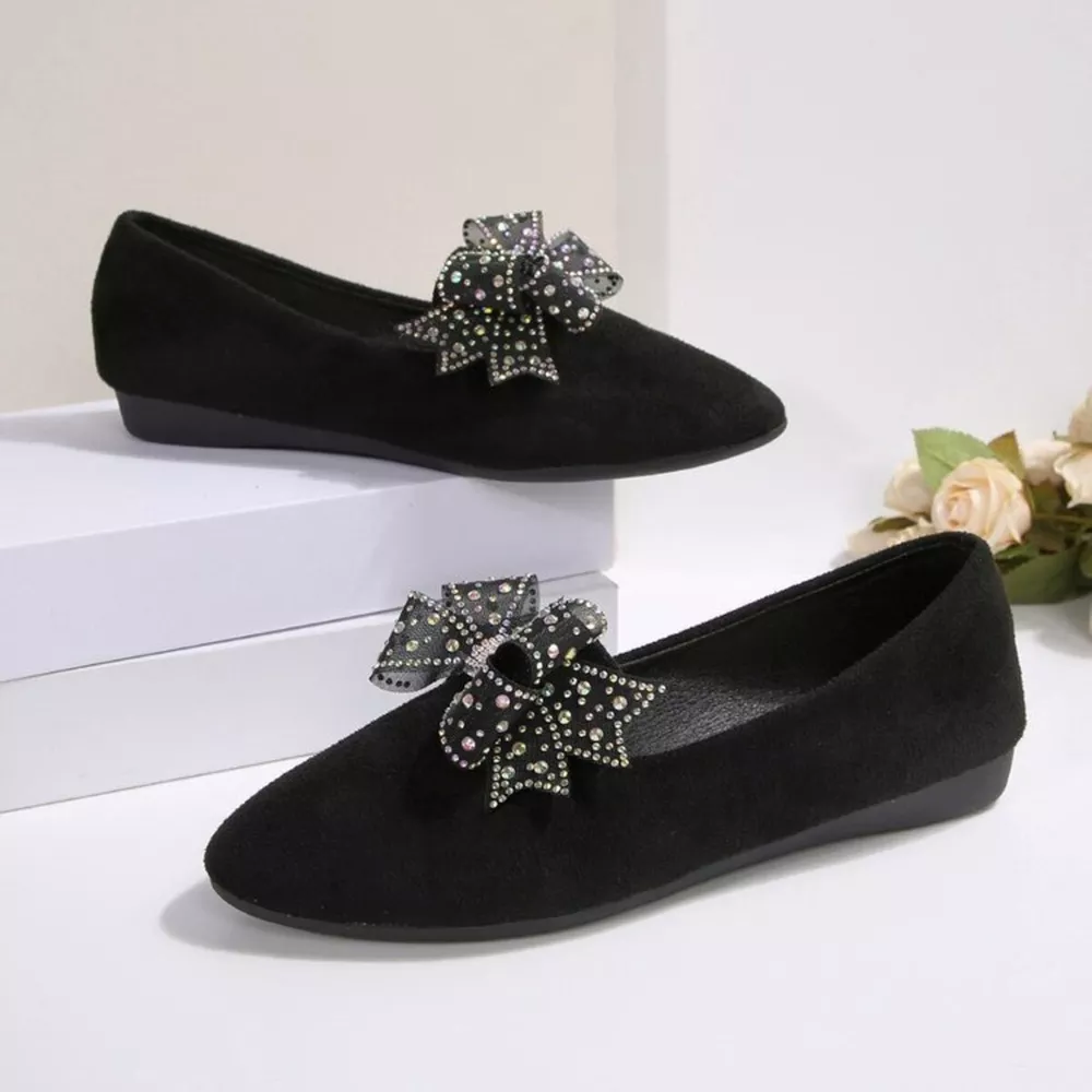 Rhinestone Point Toe Flats Slip-Ons, image 2