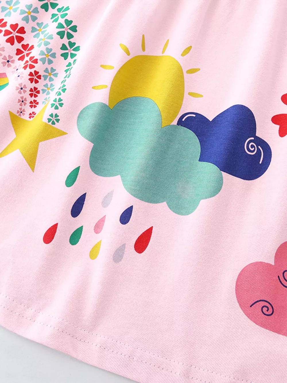 Children's Rainbow Print Short Sleeve Casual Dress, image 4