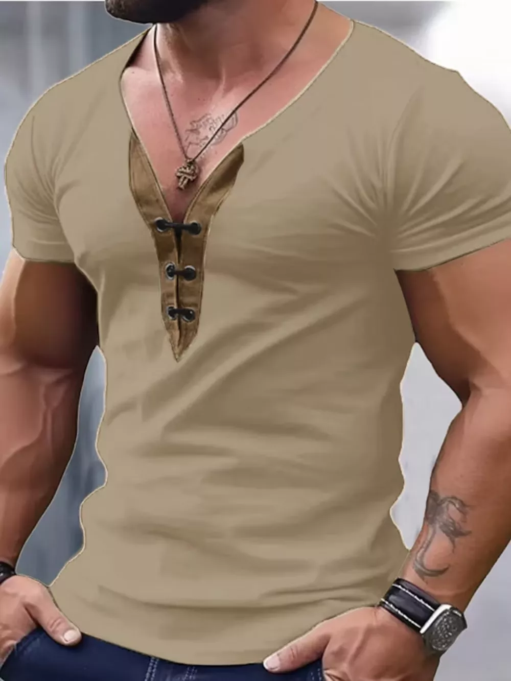 Men's Full Size Solid Color Short Sleeve T-Shirt Plus Size, image 4