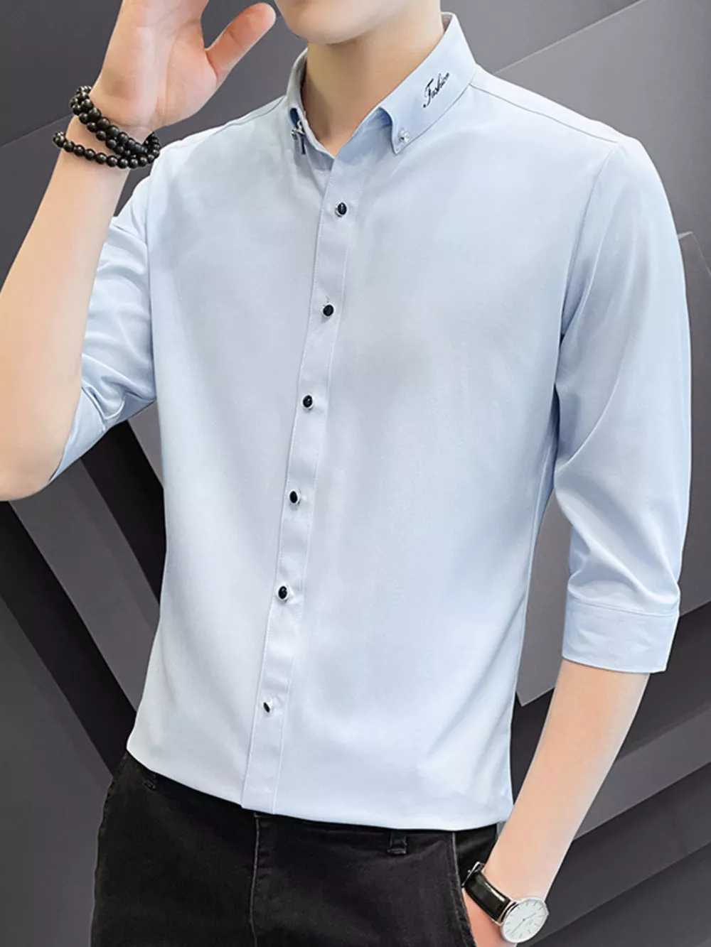 Men's Button Up Slim Fit Casual Shirt, image 2